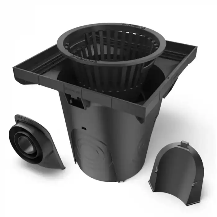 doshchopryimach-plastykovyi-NEO-400-400 Дощоприймач пластиковий NEO 400*400 з корзиною пластиковою та 1 патрубком на 160 трубу