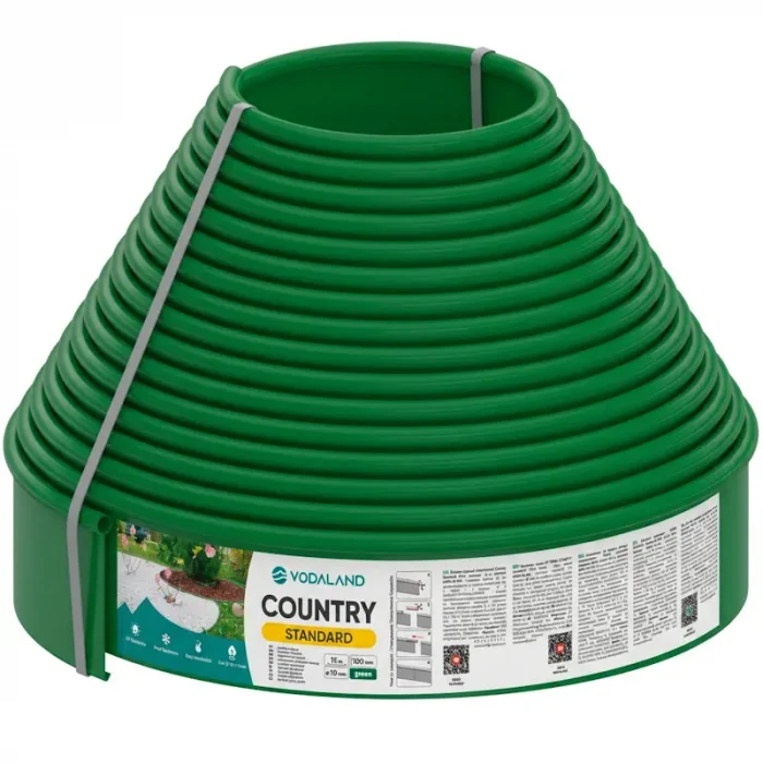 bordiur-plastik-002 Бордюр садовий пластиковий Country Standard H100 зелений 15 м